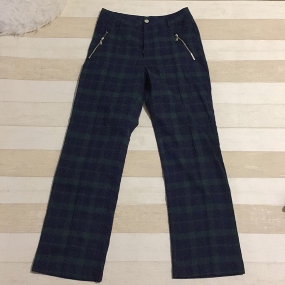 plaid two pieces crop top pants set - Picture 4 of 5